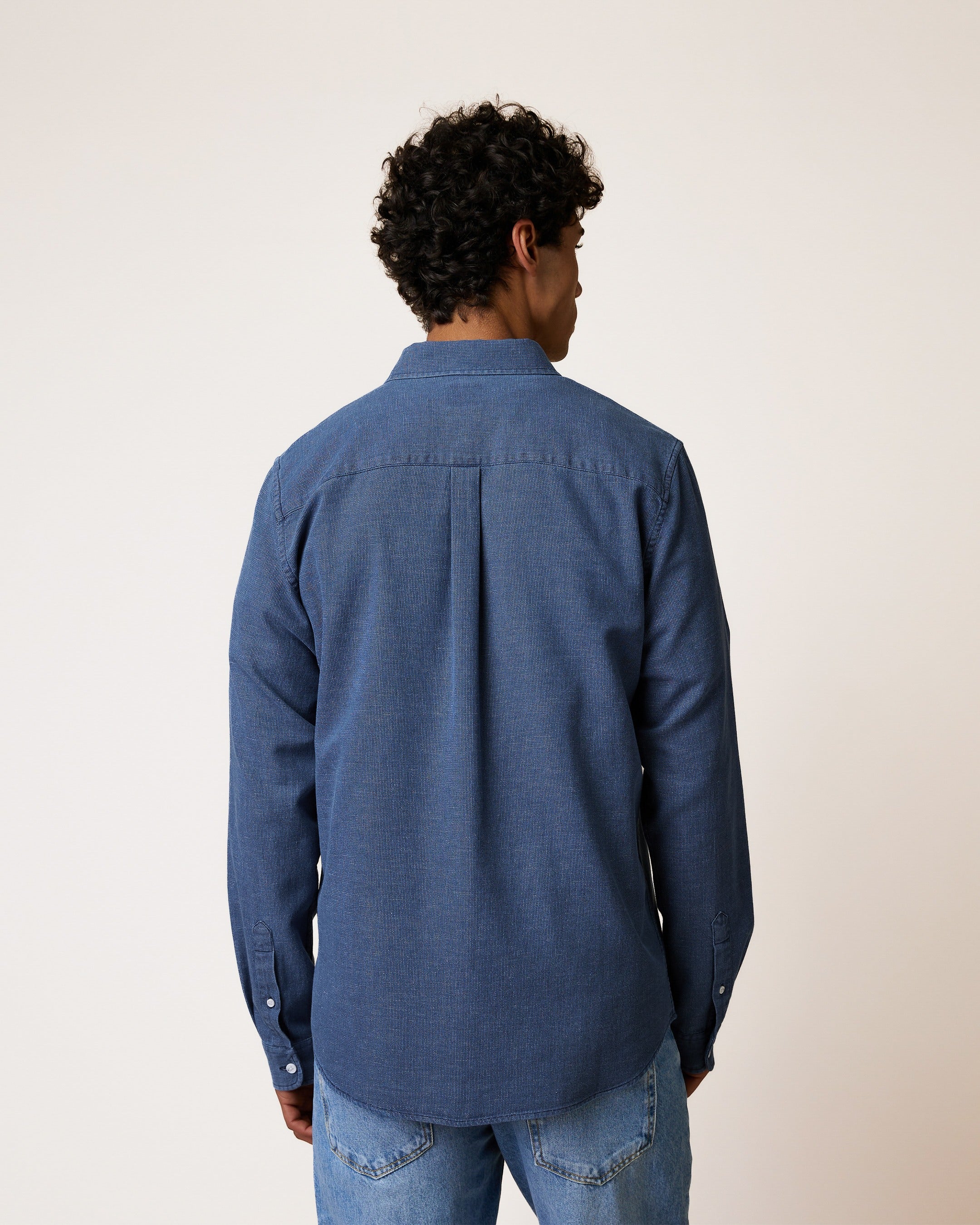 faguo-chemise-ivoy-denim-bleue-coton-lin-homme image 5