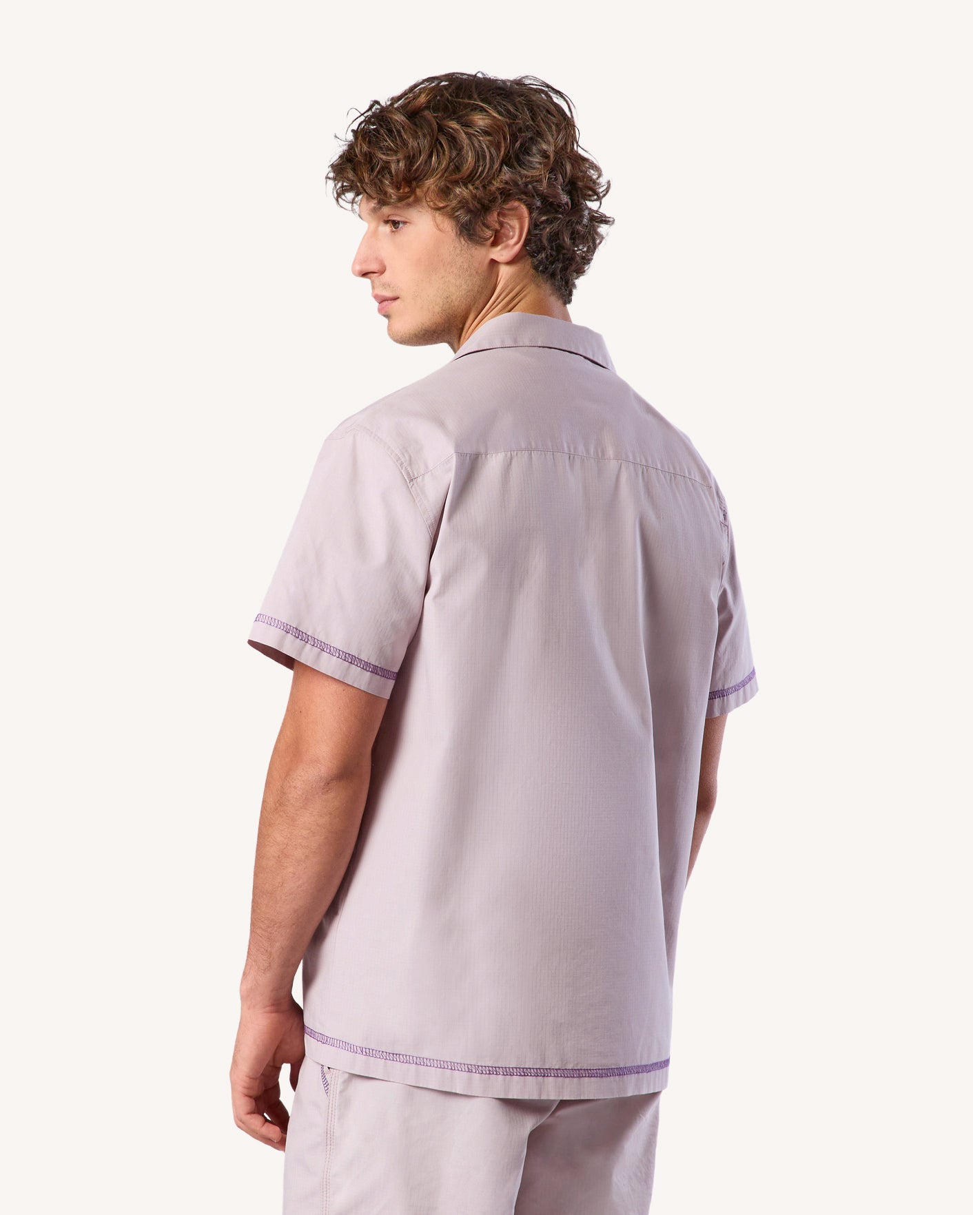 faguo-millot-chemise-manches-courtes-rose-gris-outdoor image 6