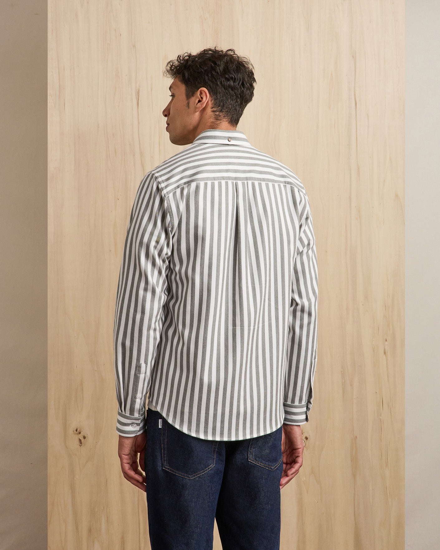 faguo-ivoy-chemise-oxford-vert-fonc-et-cru image 5