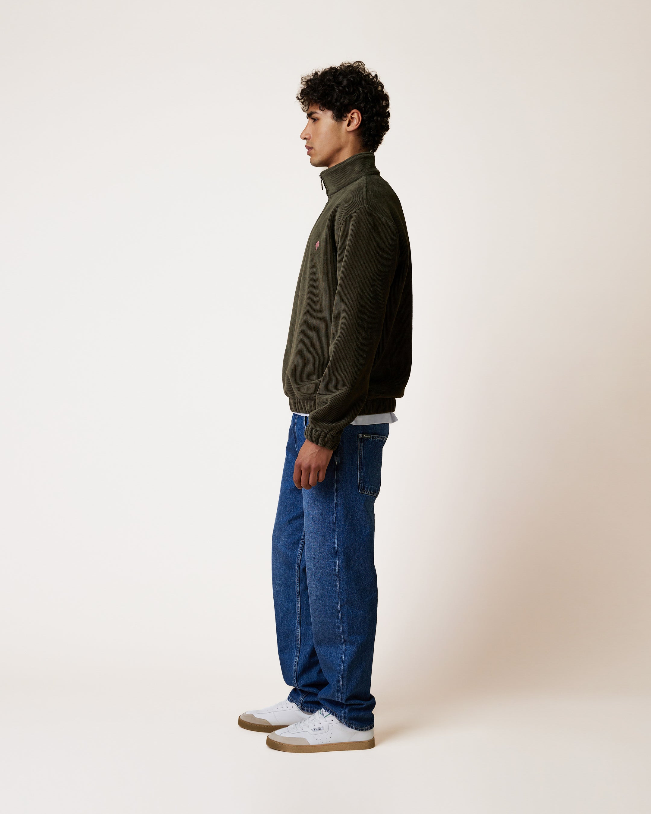 faguo-amboise-sweat-zipp-vert-olive-fonc-boxy image 6