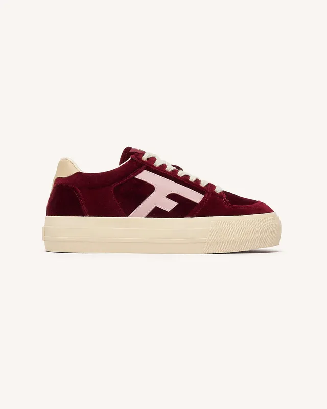 faguo-walnut-platform-baskets-plateformes-femme-velours-bordeaux image 1