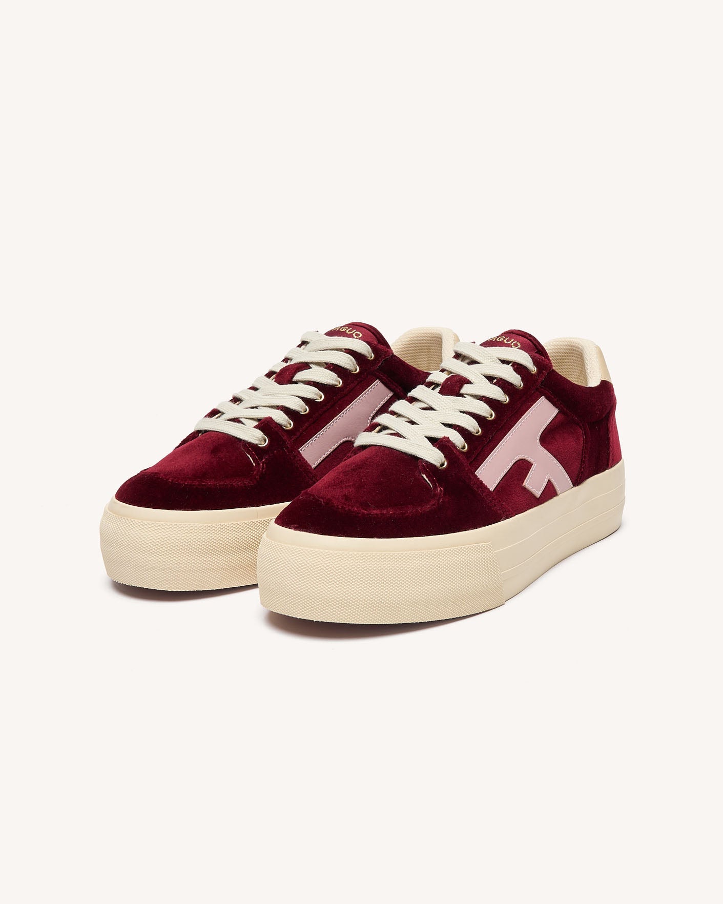 faguo-walnut-platform-baskets-plateformes-femme-velours-bordeaux image 4