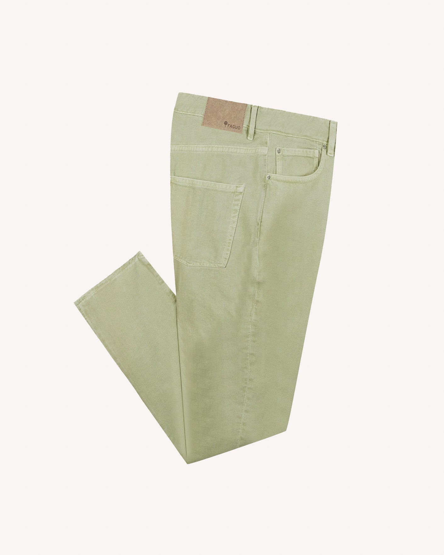 faguo-tapered-jean-fusel-5-poches-kaki-clair-homme image 2