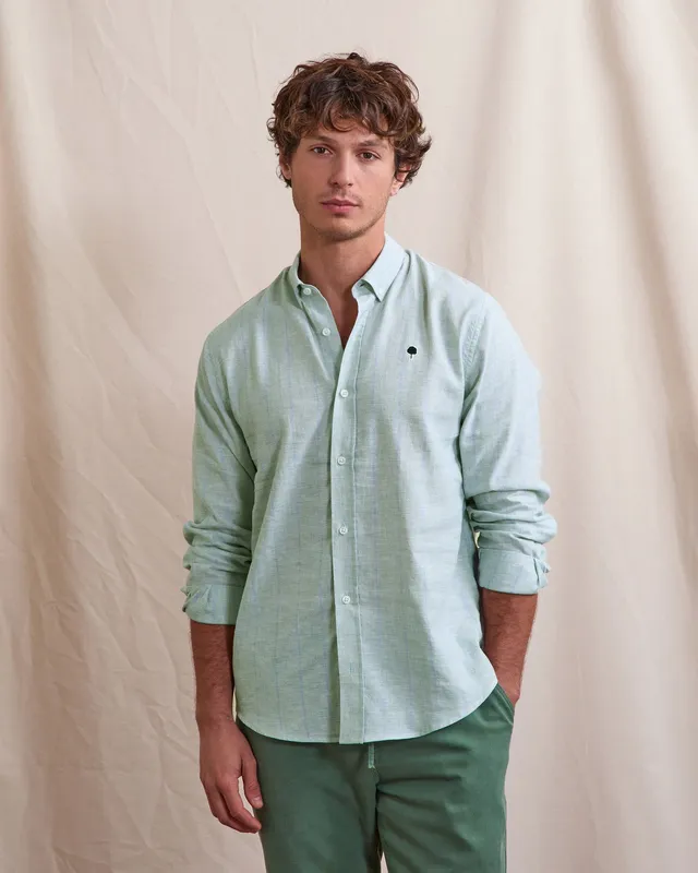 faguo-ivoy-chemise-en-lin-ray-e-lichen-et-bleu image 1