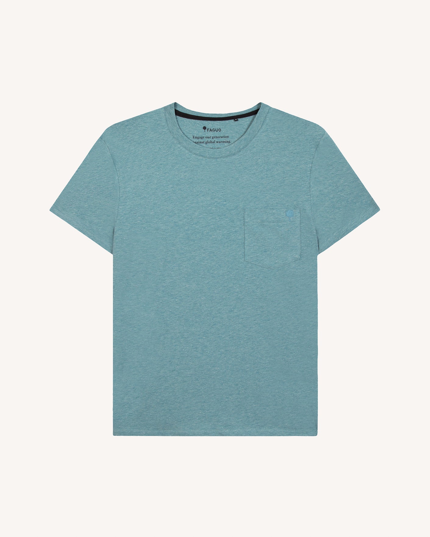 faguo-t-shirt-olonne-bleu-gris-coton-poche-poitrine image 2