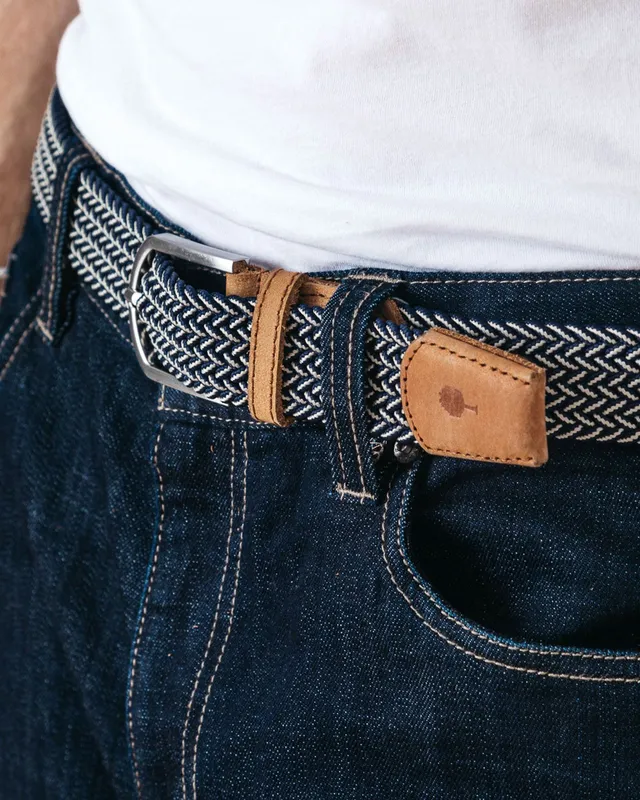 faguo-belt-ceinture-tress-e-lastique-cru-et-bleu-marine image 1