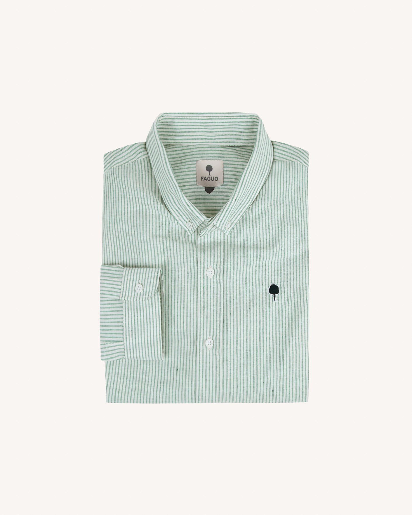 faguo-ivoy-chemise-en-lin-ray-e-vert-et-cru image 5