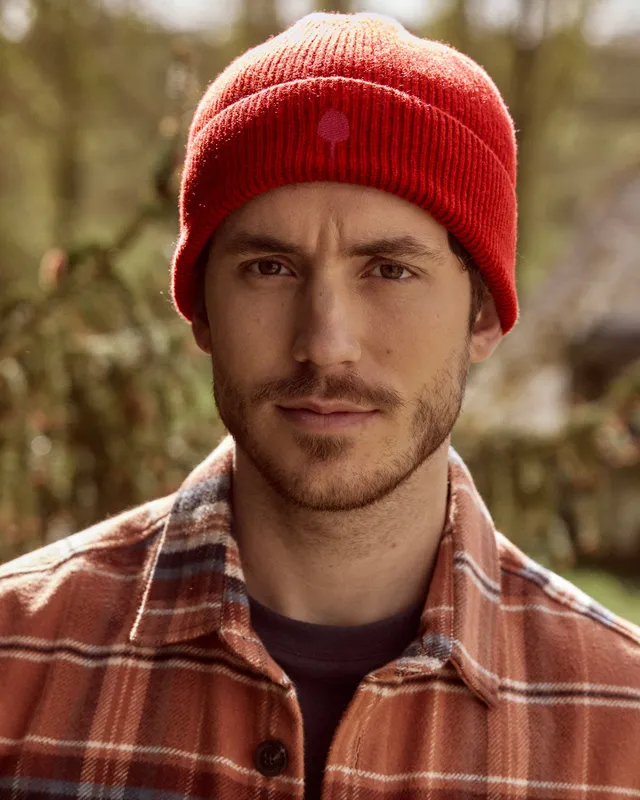 faguo-beanie-bonnet-en-laine-rouge-brique-homme-maille-3d image 1