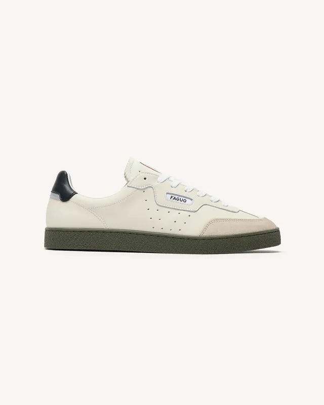 faguo-lumbo-baskets-cuir-cru-et-kaki-femme image 1