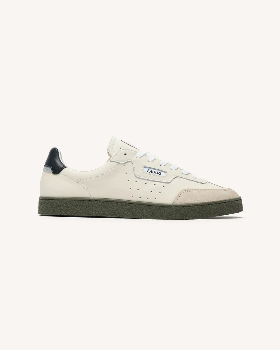faguo-lumbo-baskets-cuir-cru-et-kaki-femme image 1