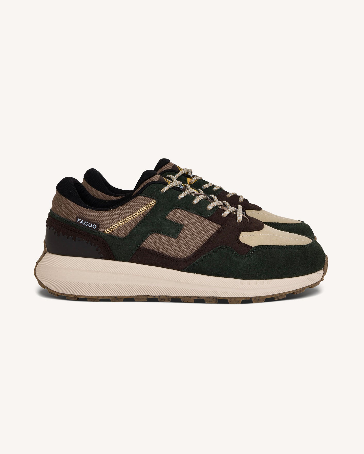 faguo-baskets-limwood-running-vert-fonc-et-taupe image 1