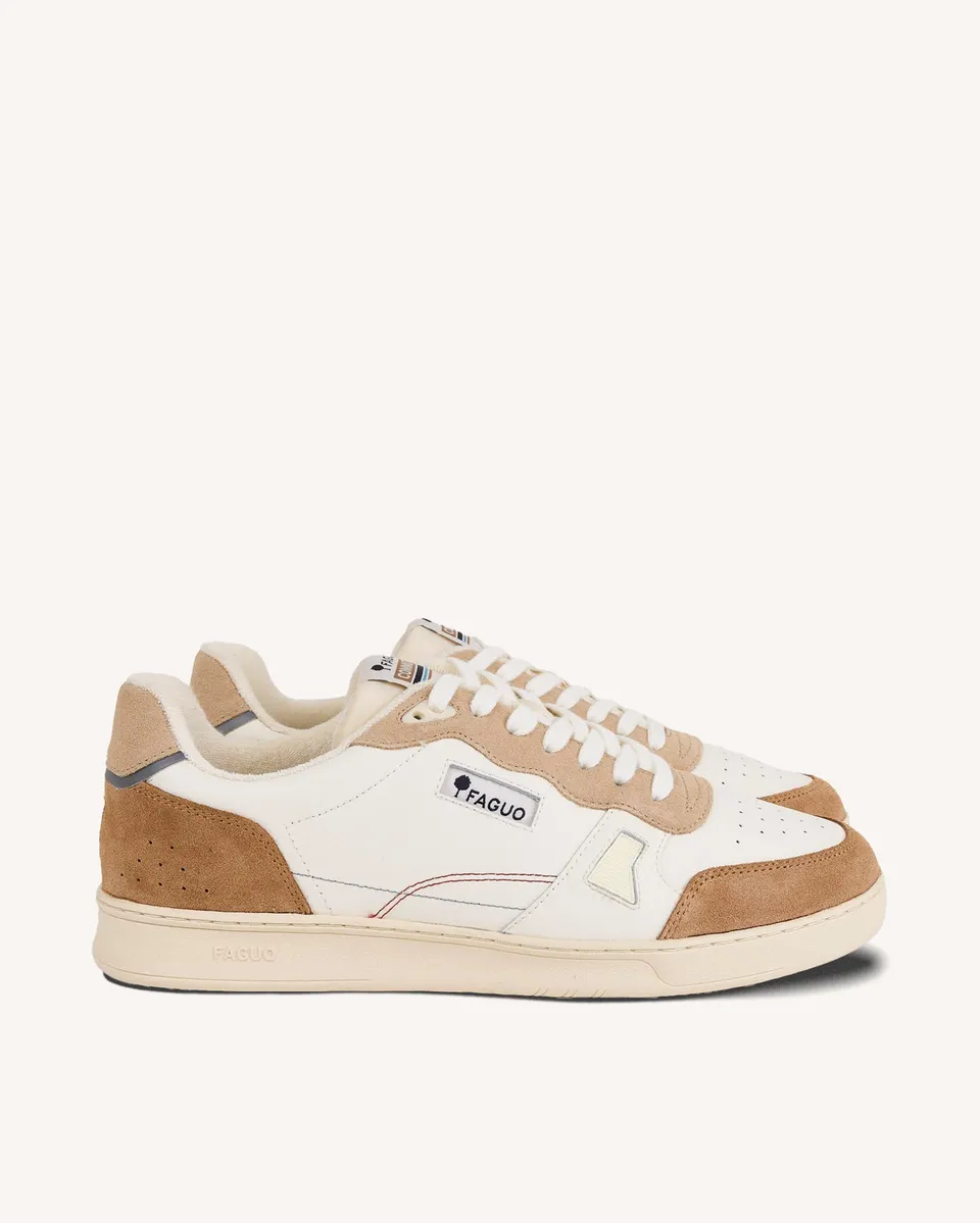 faguo-commute-1-baskets-en-cuir-beige-et-camel image 1