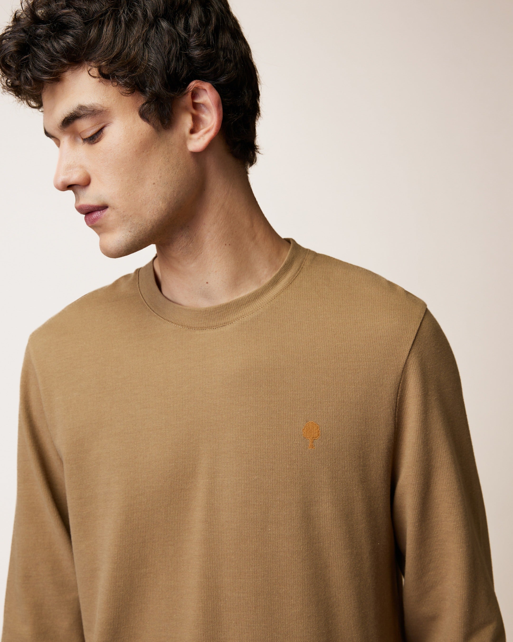 faguo-bailly-t-shirt-manches-longues-homme-camel-coton-recycl image 4