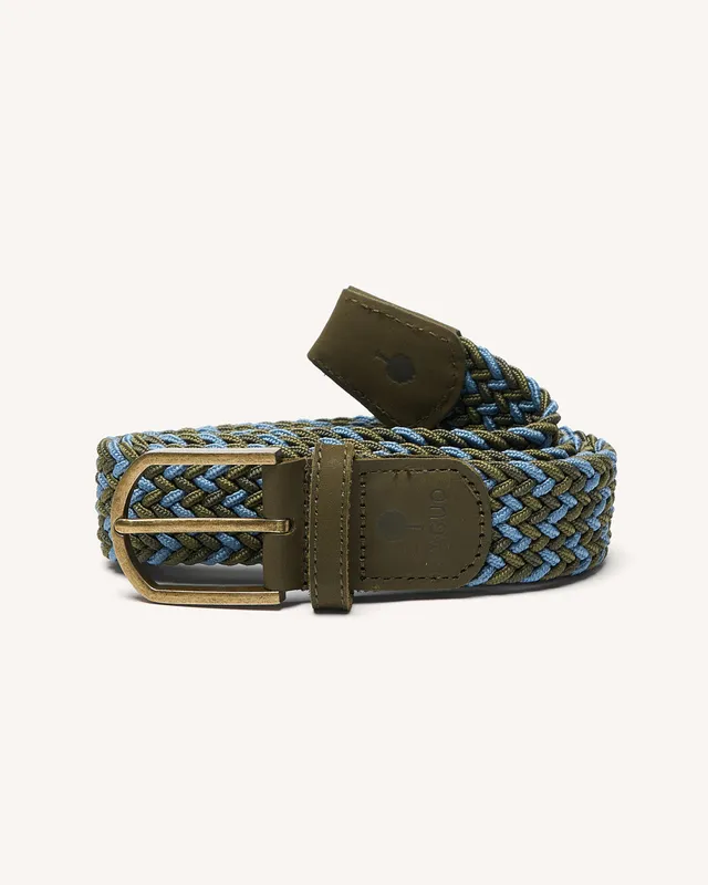 faguo-belt-ceinture-tress-e-kaki-et-bleu image 1