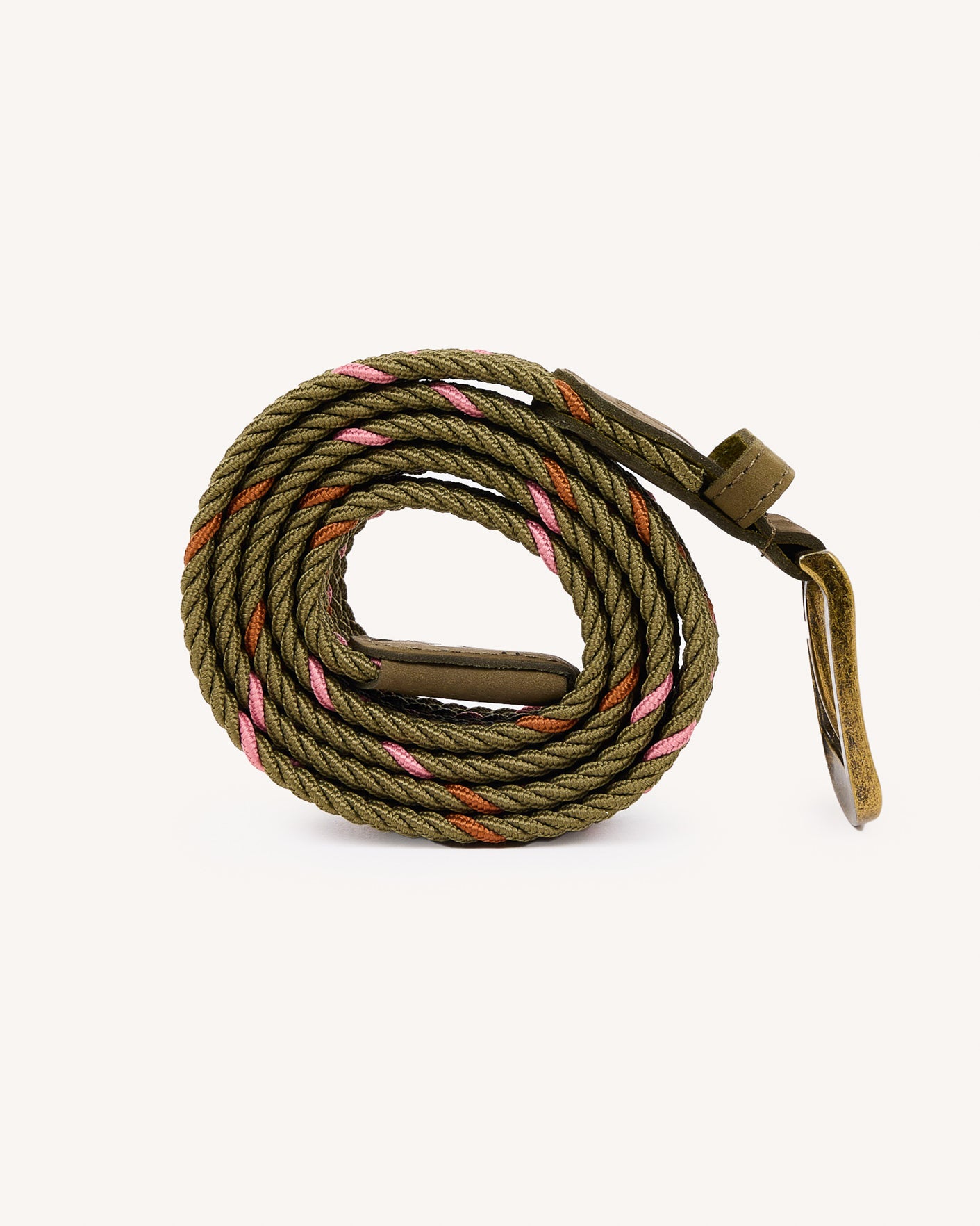 faguo-ceinture-tress-e-lastique-homme-kaki-et-rose-110-cm image 1