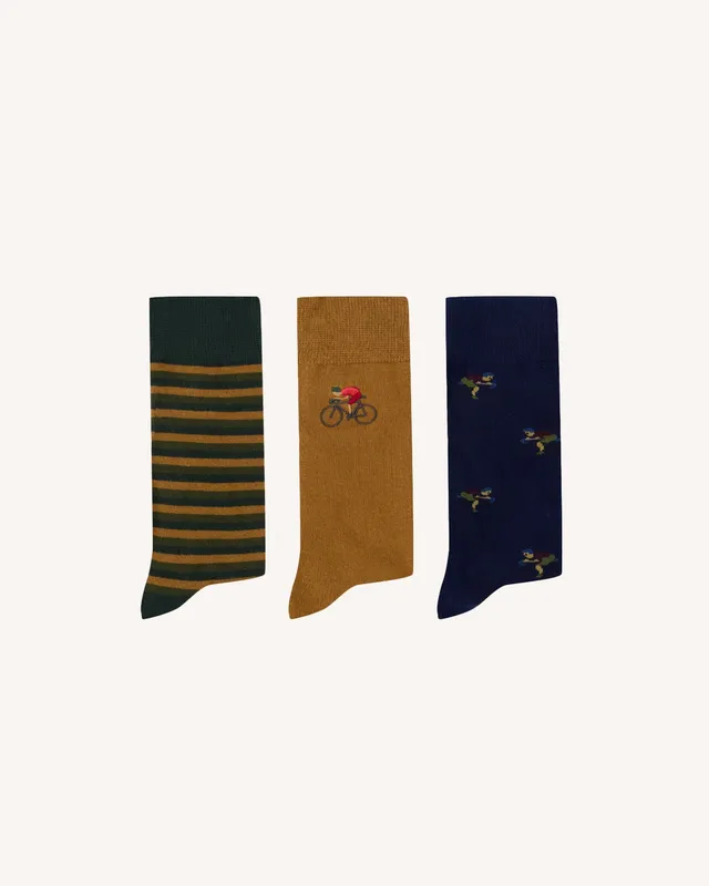 faguo-lot-3-paires-chaussettes-f26so0101-kaki-camel-mi-mollet image 1