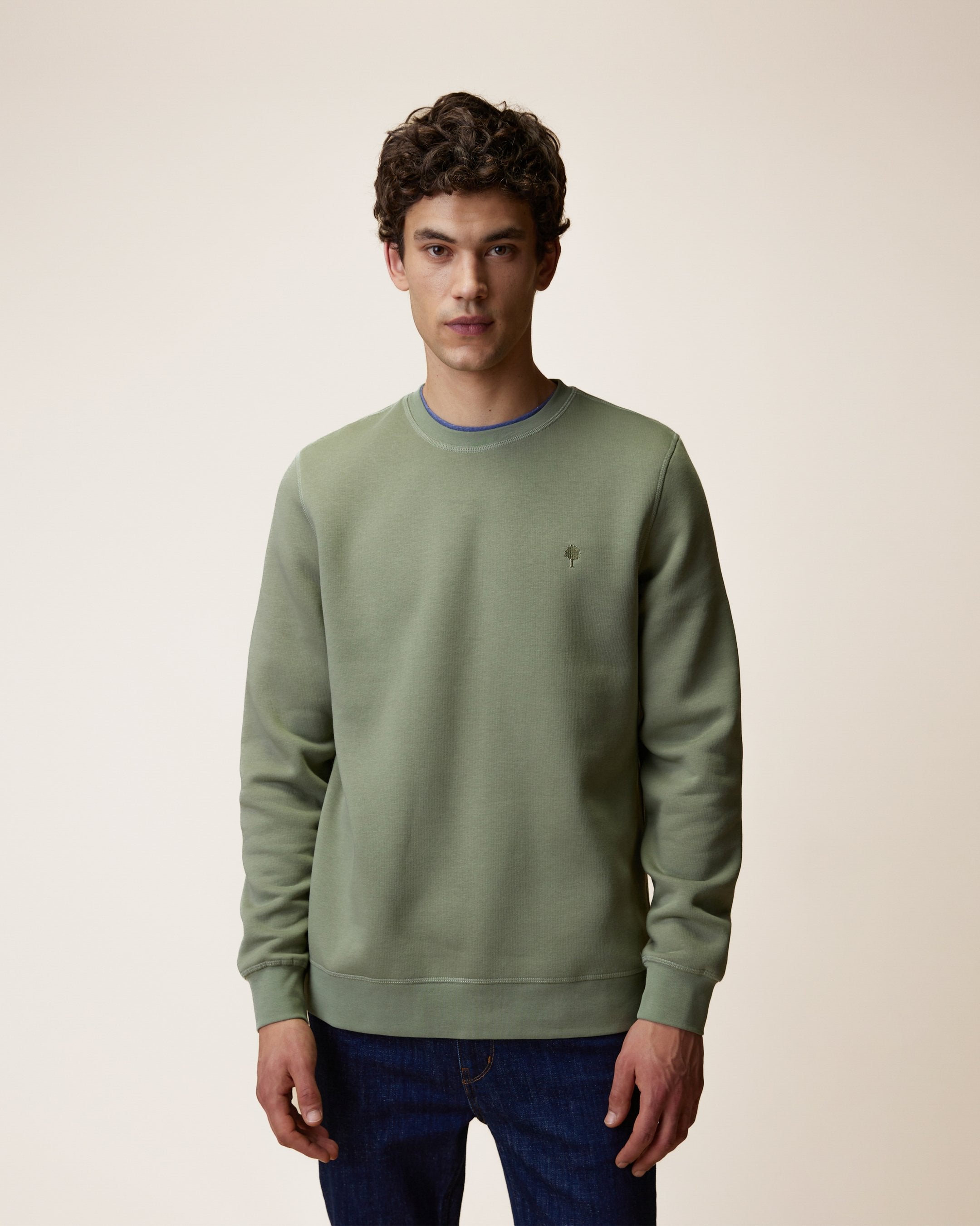 faguo-sweat-col-rond-donzy-kaki-molleton-gratt image 1