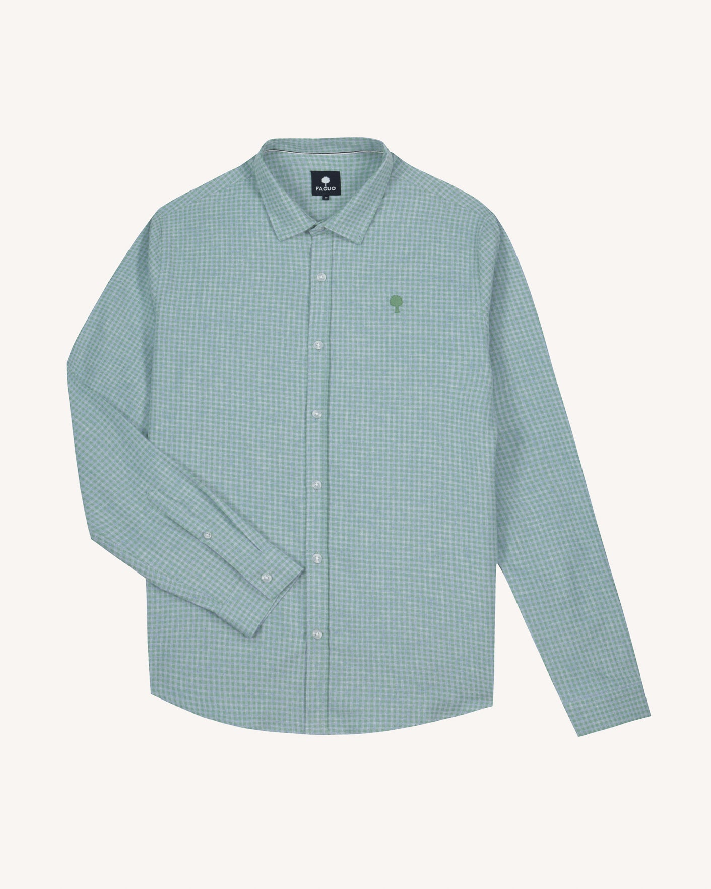 faguo-iraty-chemise-flanelle-vichy-vert-et-bleu-clair-homme image 2