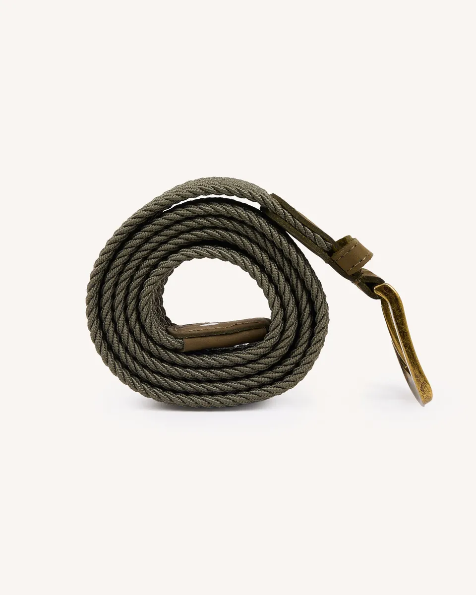 faguo-belt-ceinture-tress-e-vert-olive-fonc-lastique image 1
