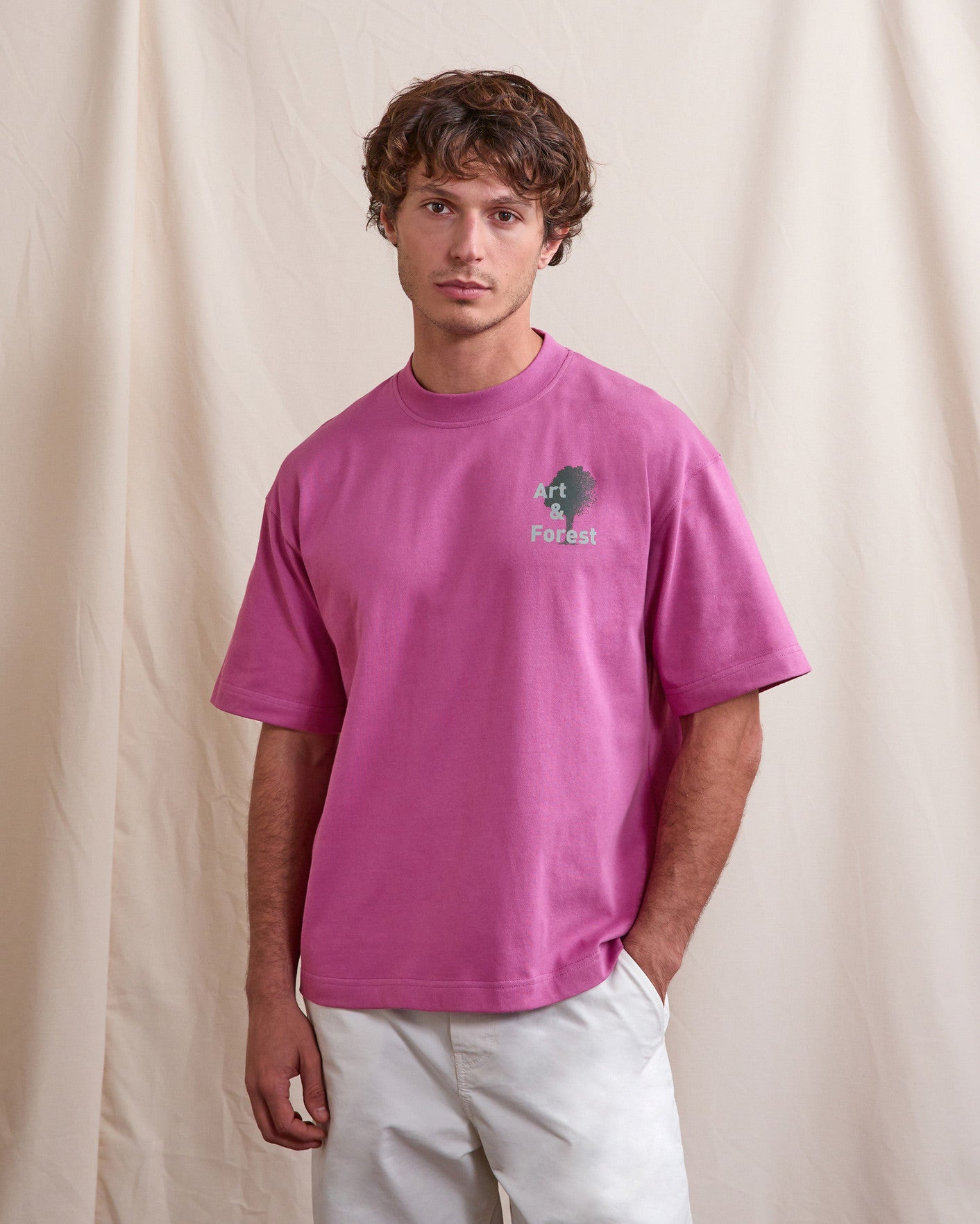 faguo-yellowstone-t-shirt-imprim-homme-forest-fuchsia image 1