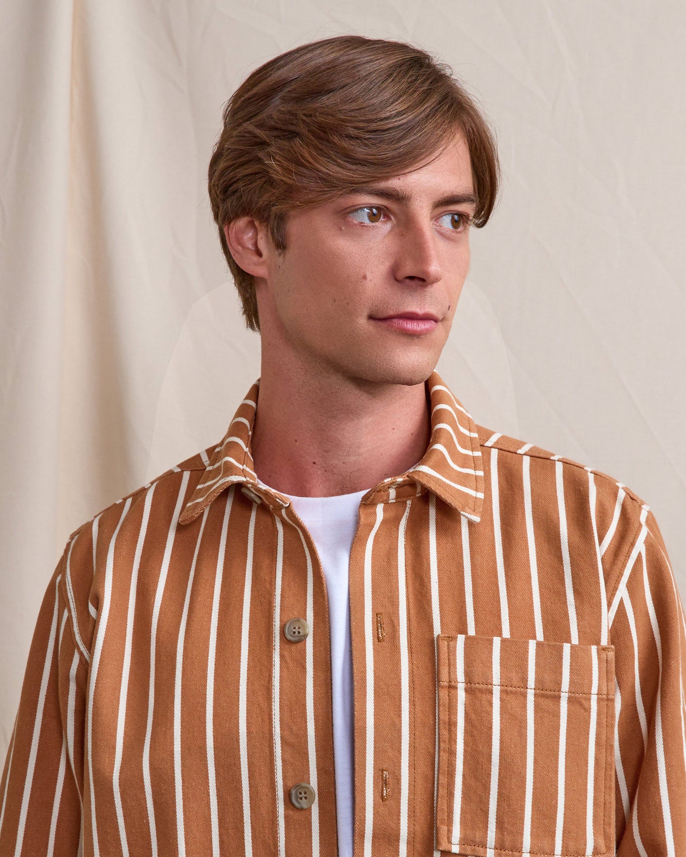 faguo-gastine-surchemise-ray-e-brique-et-cru-coton-bio image 3