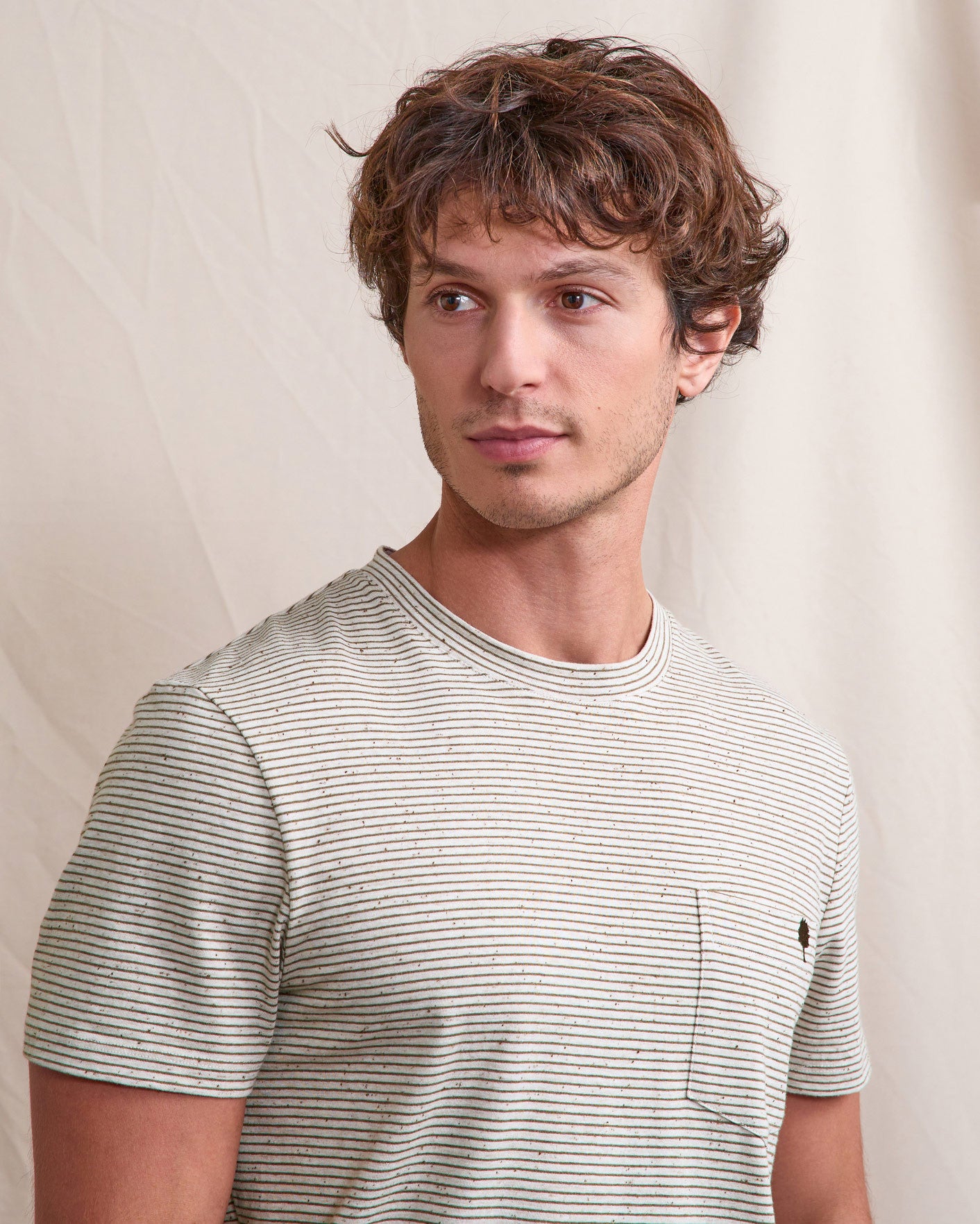 faguo-olonne-t-shirt-cru-et-kaki-coton-ray image 3