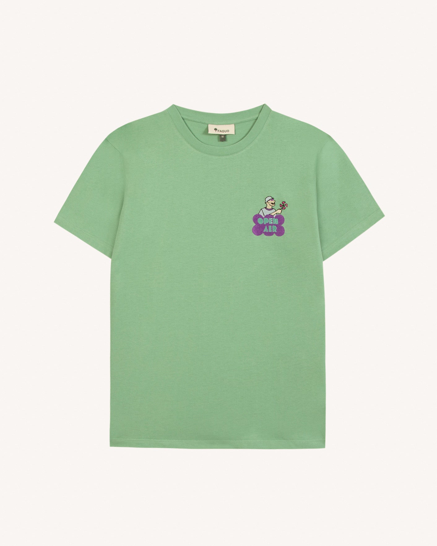 faguo-arcy-t-shirt-imprim-open-air-vert-menthe-coton-homme image 2
