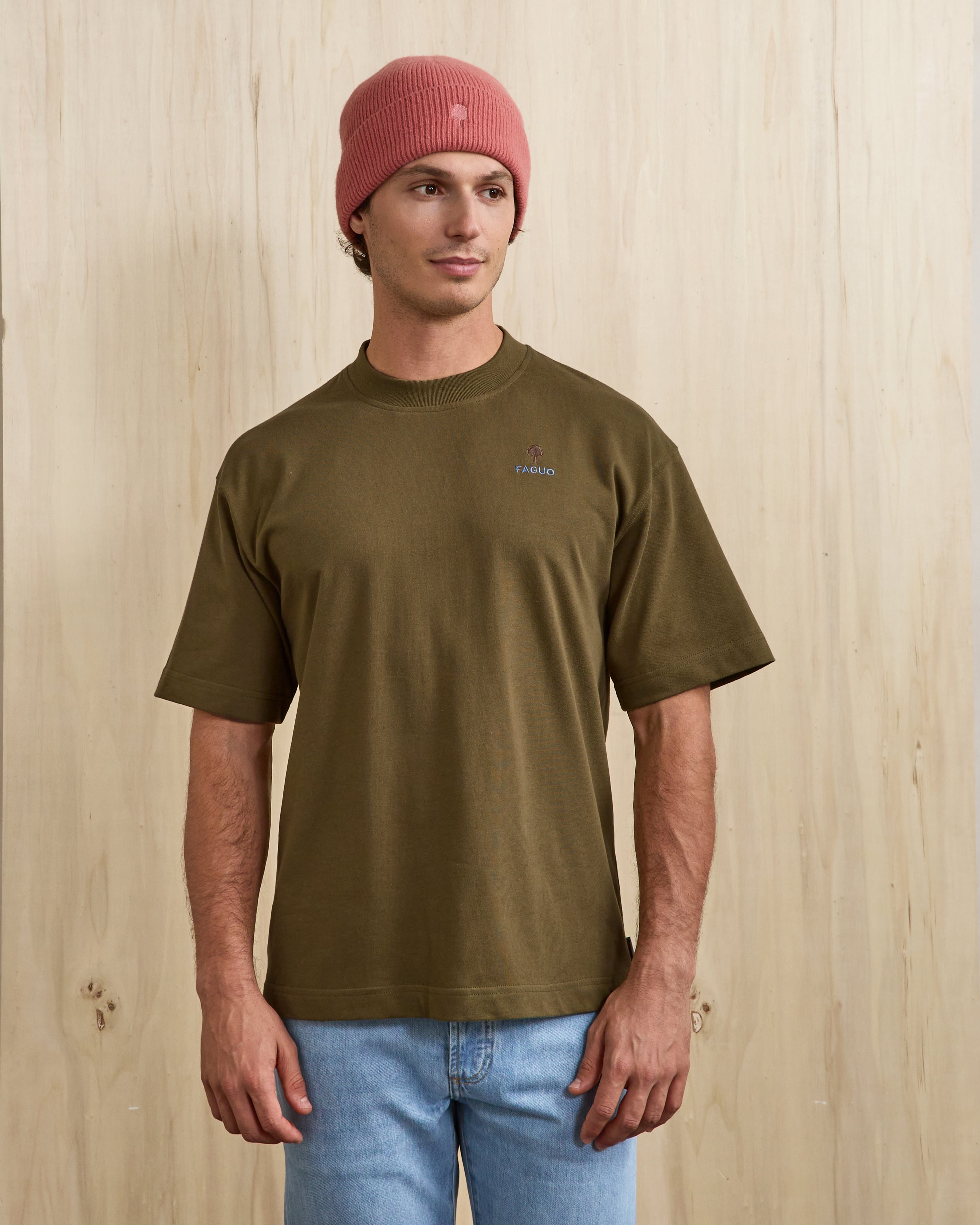 faguo-yellowstone-t-shirt-oversize-vert-olive-fonc-coton image 5