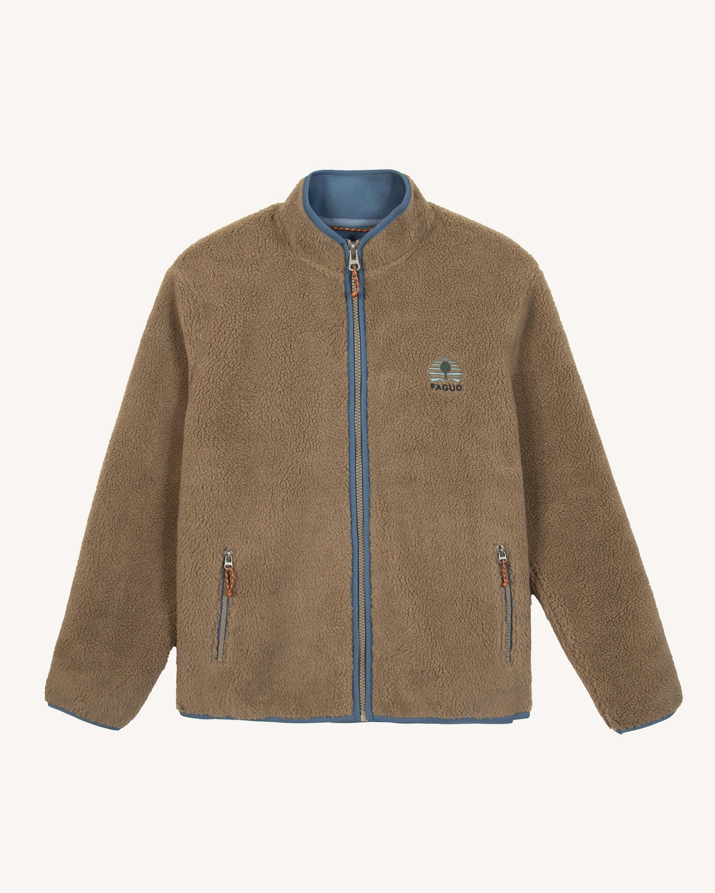 faguo-senonche-veste-polaire-sherpa-beige-bleu image 2