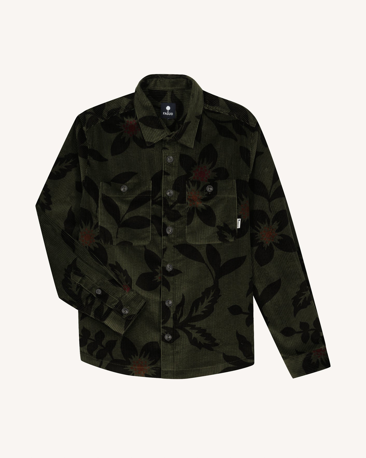 faguo-clemont-surchemise-olive-et-kaki-en-coton image 2