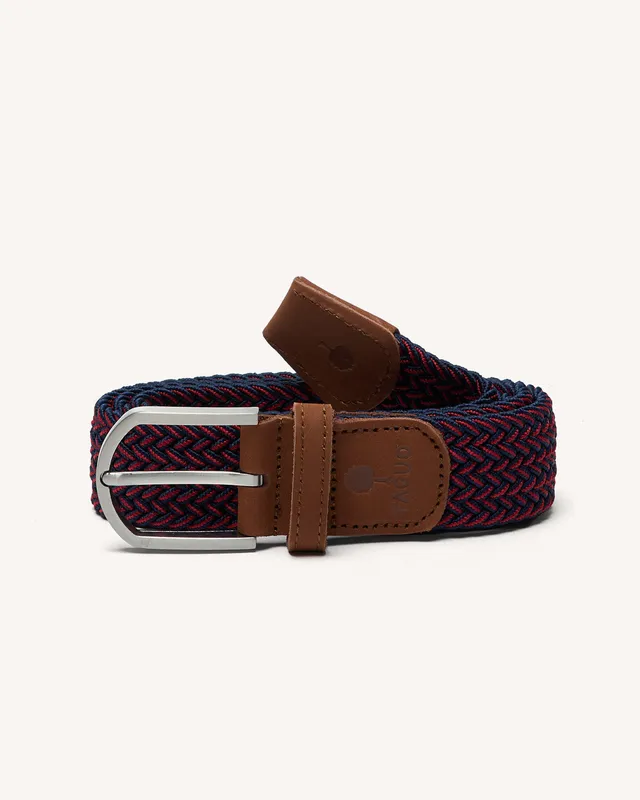 faguo-belt-ceinture-tress-e-lastique-rouge-fonc-et-marine image 1