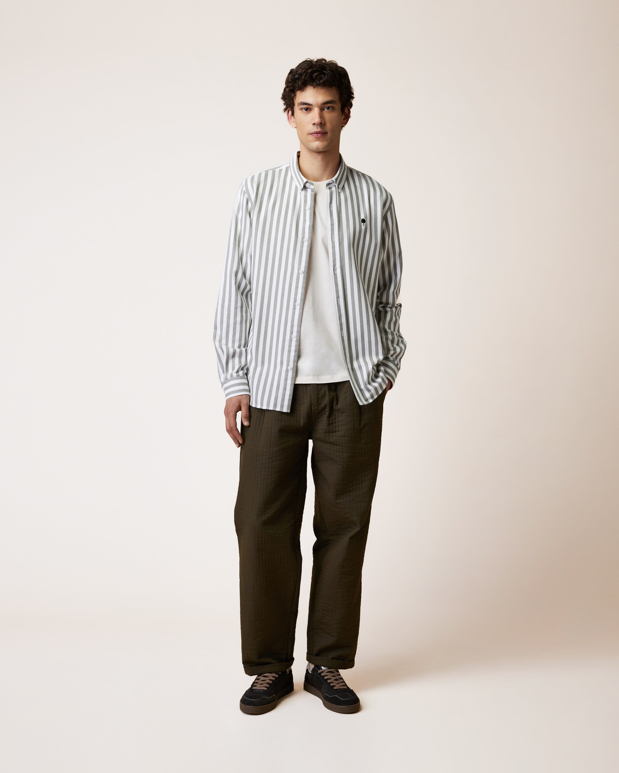 faguo-ivoy-chemise-ray-e-cru-et-vert-homme image 4