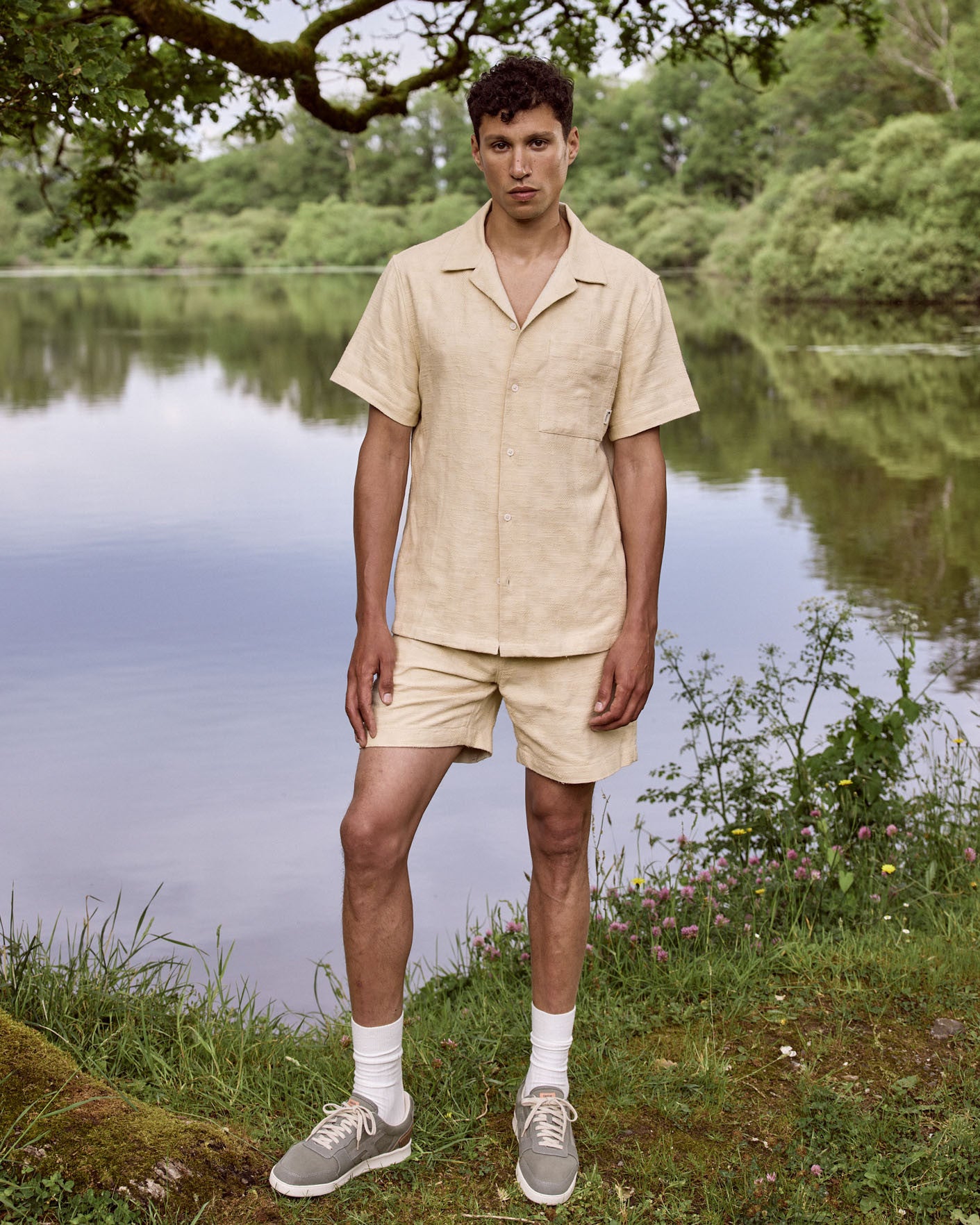faguo-paiolive-chemise-manches-courtes-cru-homme-jacquard-col-cubain image 1
