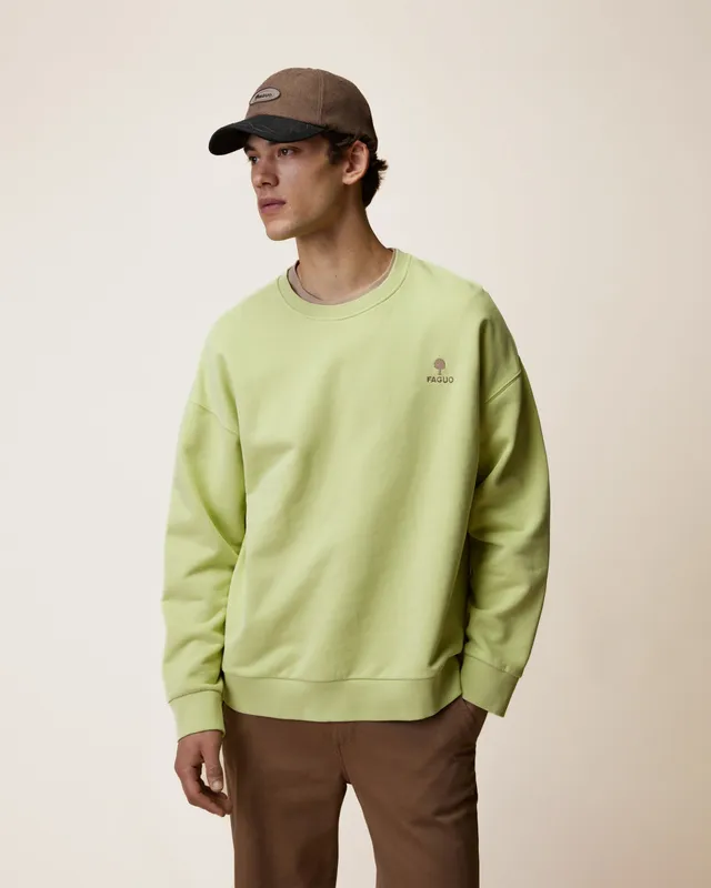 faguo-fango-sweat-col-rond-vert-anis-homme-coupe-loose image 1