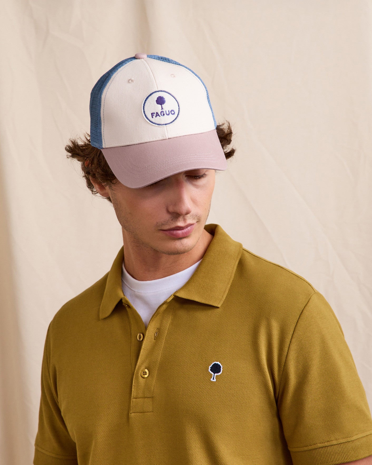faguo-trucker-casquette-6-pans-cru-et-violet image 2