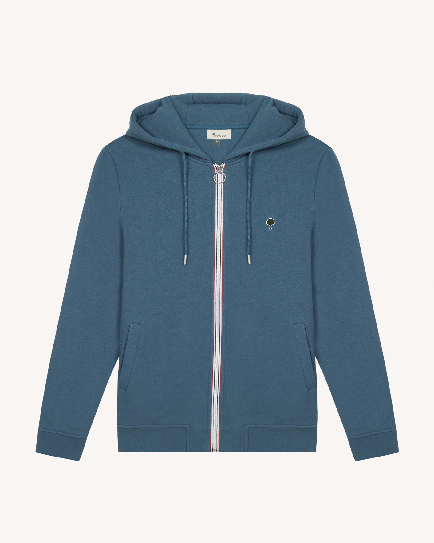 faguo-mesnil-sweat-zipp-capuche-bleu-gris-molleton image 2