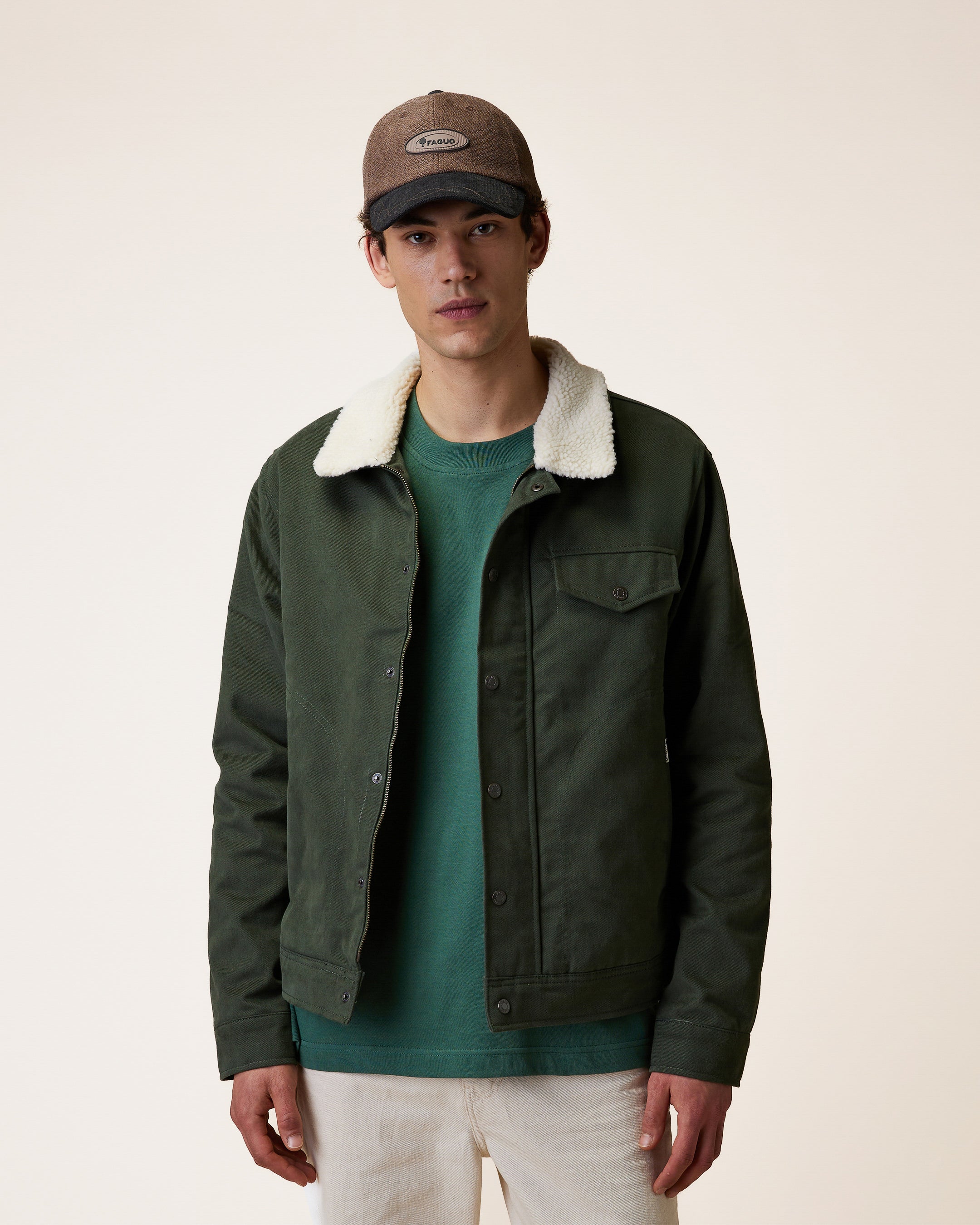 faguo-seillon-blouson-homme-vert-fonc-doublure-sherpa image 1