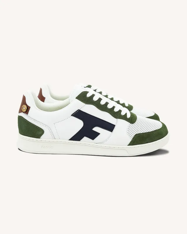 faguo-hazel-baskets-cuir-blanc-bleu-et-kaki-homme image 1