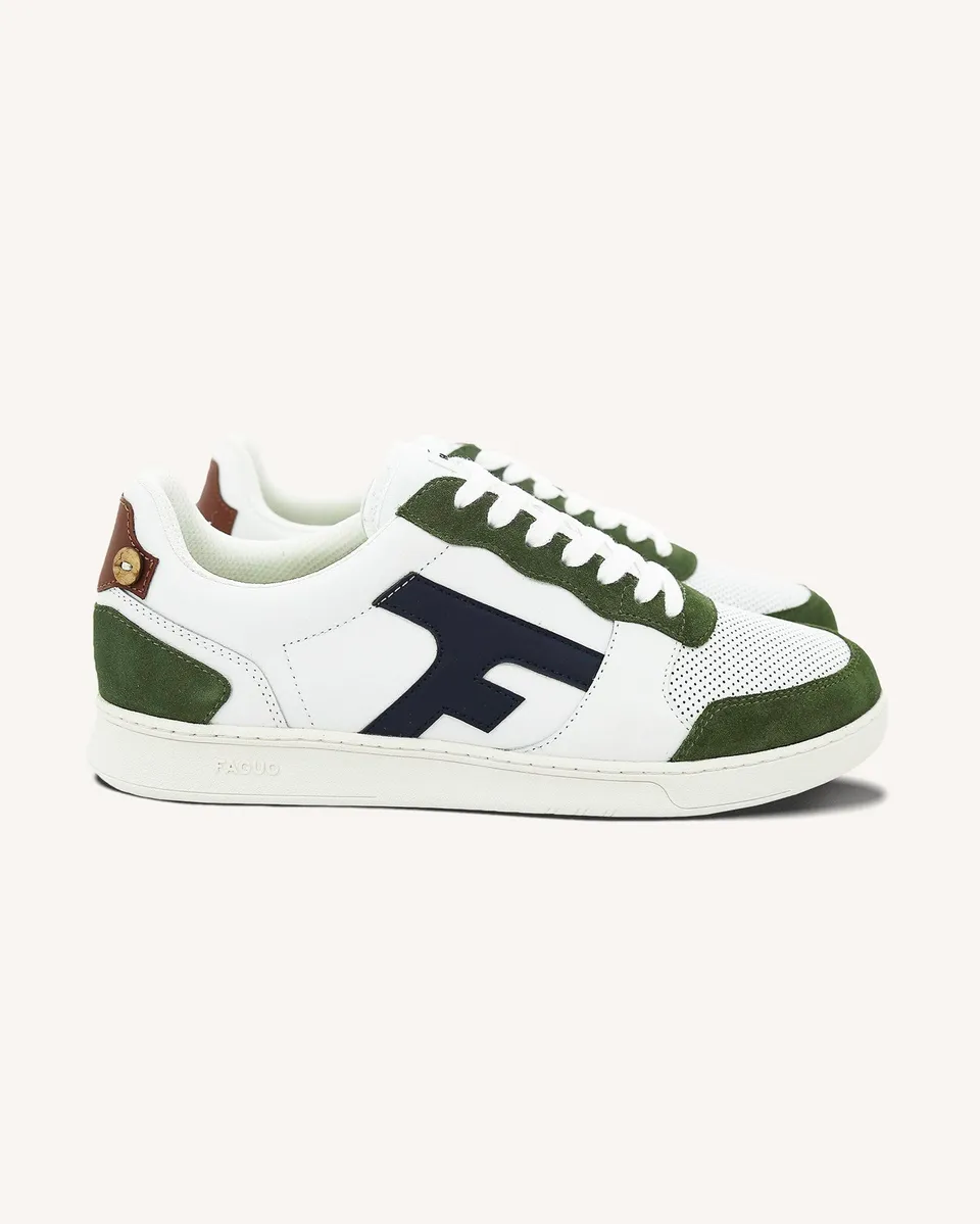 faguo-hazel-baskets-cuir-blanc-bleu-et-kaki-homme image 1