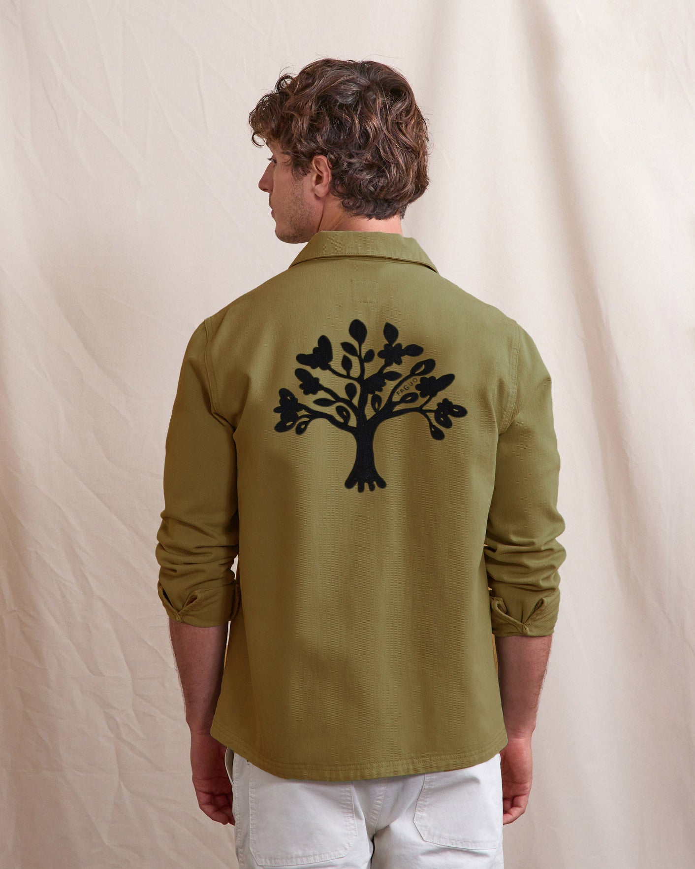 faguo-lorge-veste-en-coton-kaki-fonc image 4