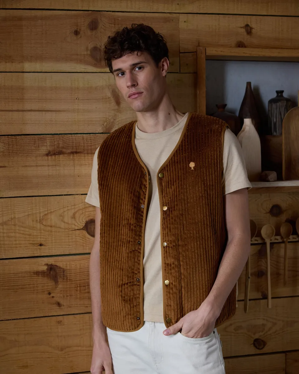 faguo-esterel-veste-sans-manches-r-versible-camel-kaki image 1