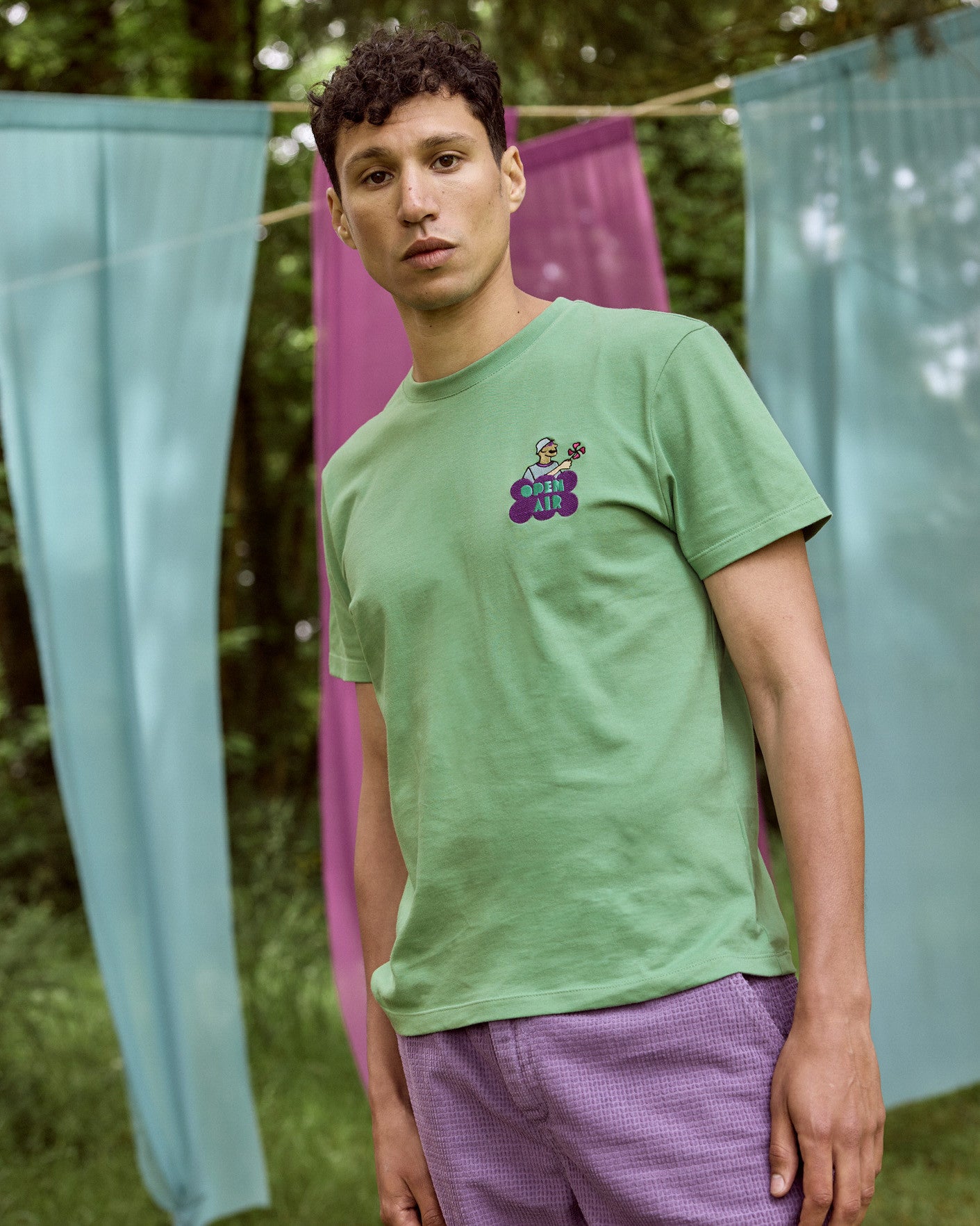 faguo-arcy-t-shirt-imprim-open-air-vert-menthe-coton-homme image 3
