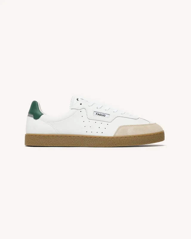 faguo-lumbo-baskets-en-cuir-blanc-et-vert image 1