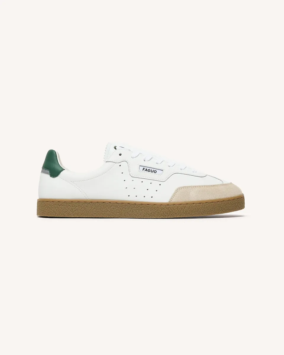 faguo-lumbo-baskets-en-cuir-blanc-et-vert image 1