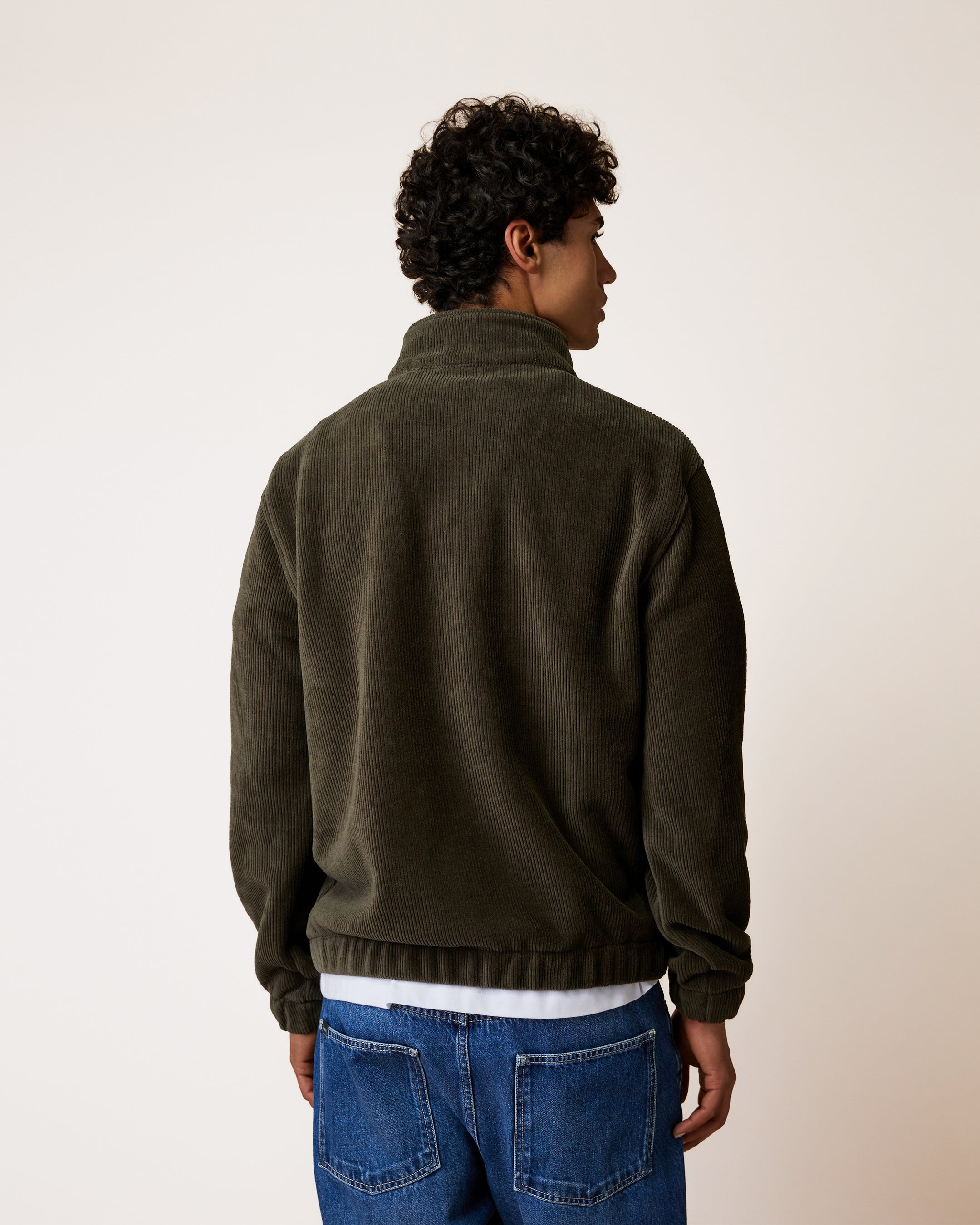 faguo-amboise-sweat-zipp-vert-olive-fonc-boxy image 3