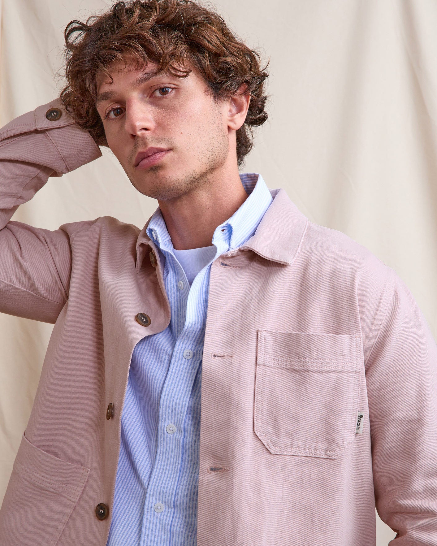 faguo-lorge-veste-en-coton-rose-gris-homme image 5