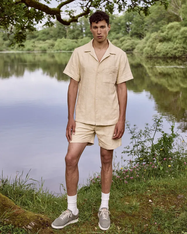 faguo-paiolive-chemise-manches-courtes-cru-homme-jacquard-col-cubain image 1