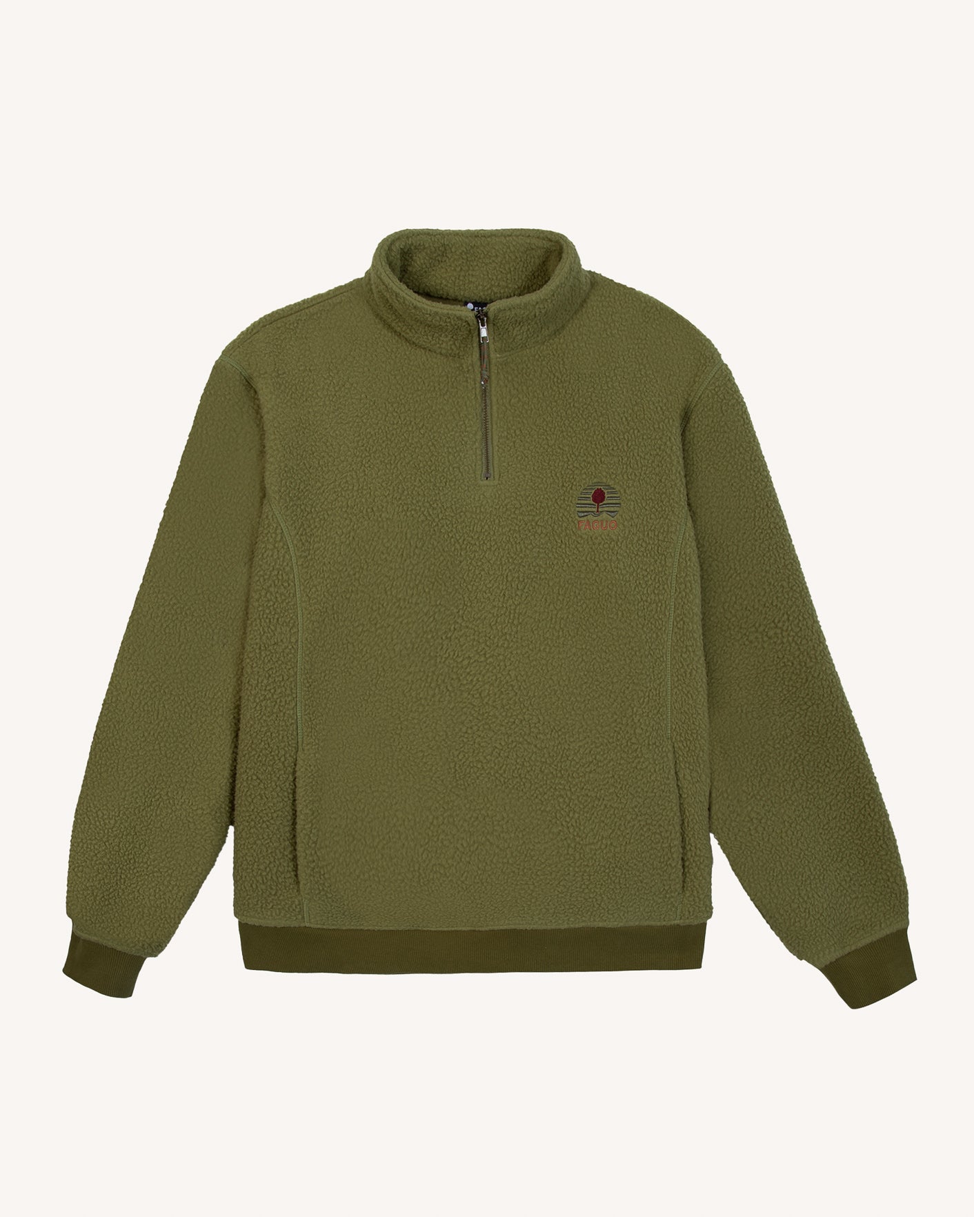 faguo-polaire-aubiac-f25pl0902-sherpa-col-camionneur-vert-olive image 2