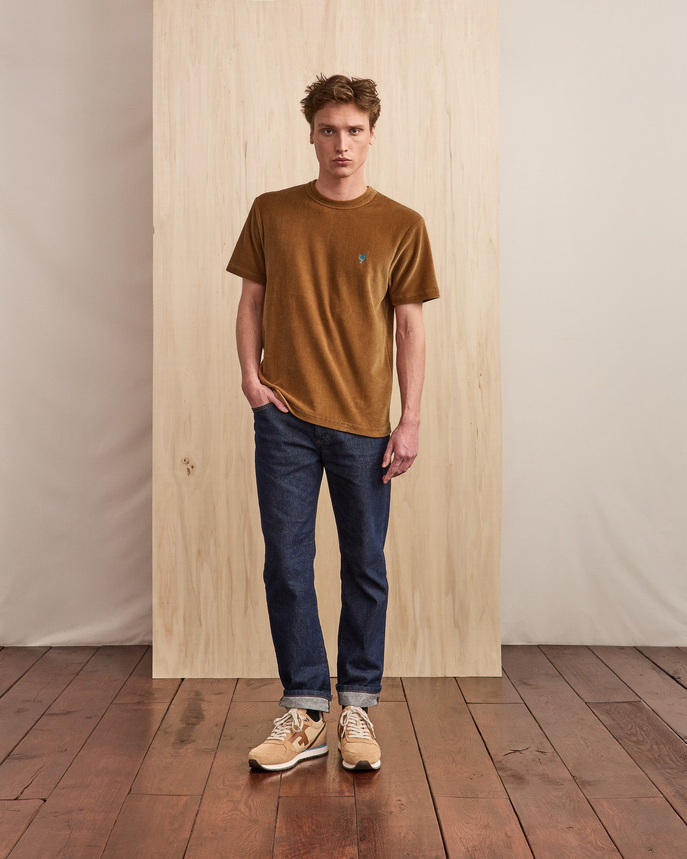 faguo-lugny-t-shirt-homme-camel-coton-loose image 5