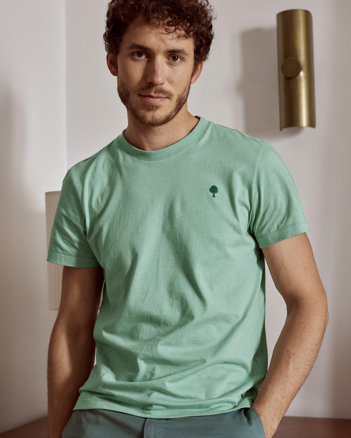 faguo-arcy-t-shirt-bleu-vert-coton-recycl-homme image 1